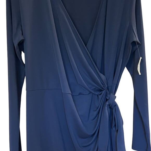 Amazon Essentials Women's Long-Sleeve Navy Blue Wrap Ruched Bodice Dress Size 2X - Picture 3 of 14